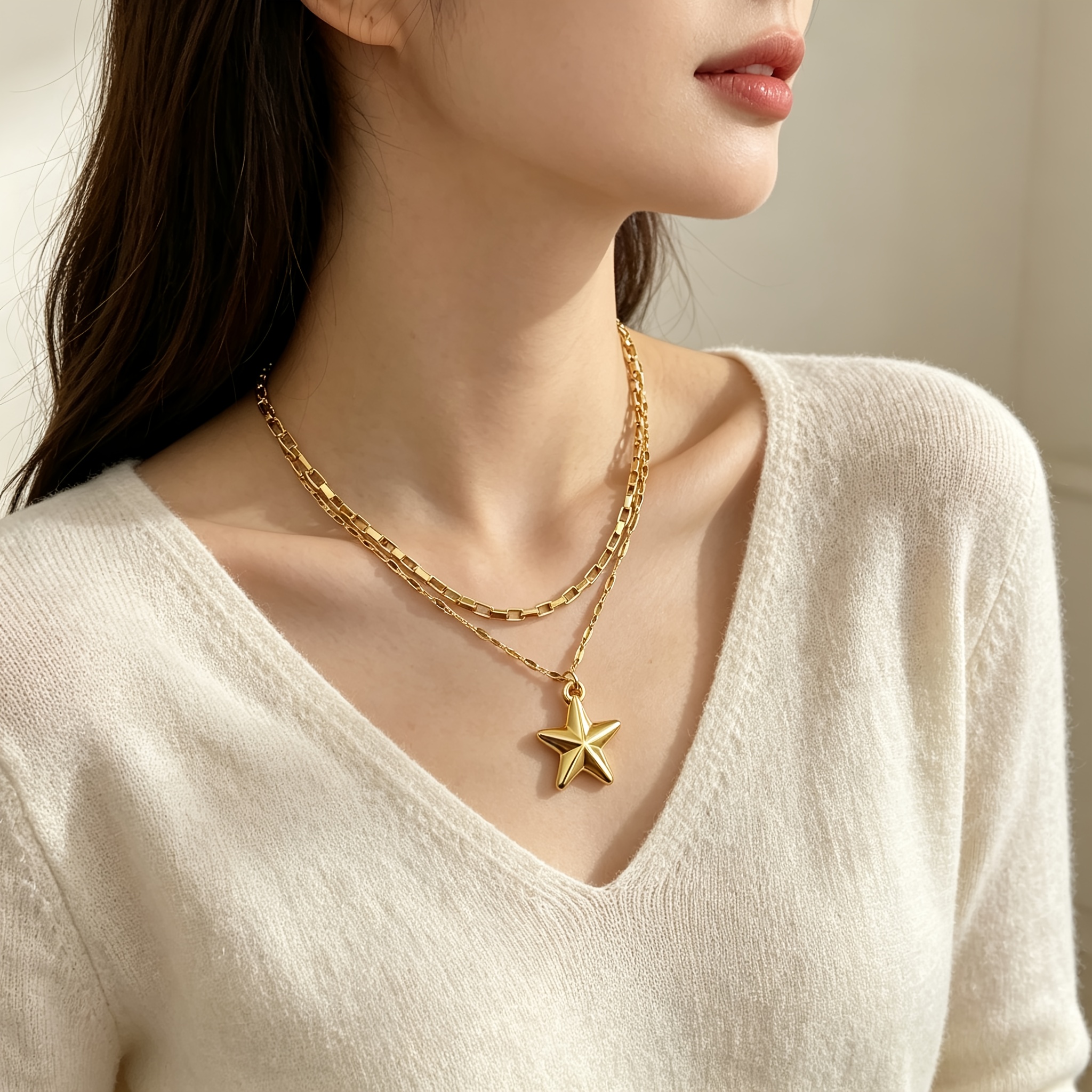 Women's Nautical Starfish Pendant Layered Necklace